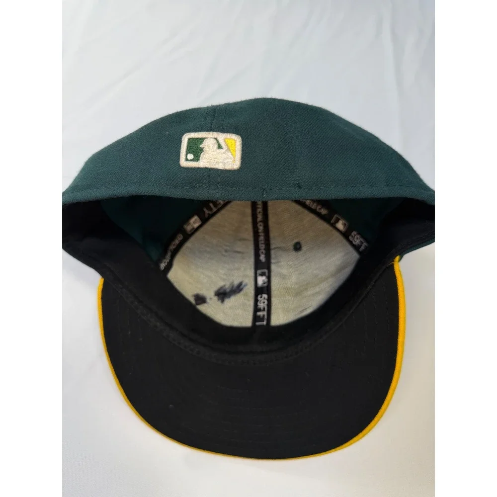 New Era Oakland Athletics 59FIFTY Hat‎ Green Yellow MLB Size 7 3/4 vintage
